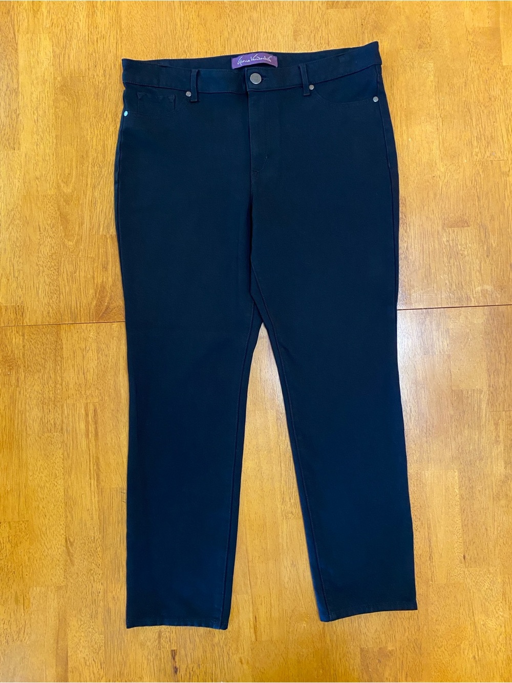 Gloria Vanderbilt - Vilma Straight Leg Slim Fit Ponte Pant, Black, Sz 14